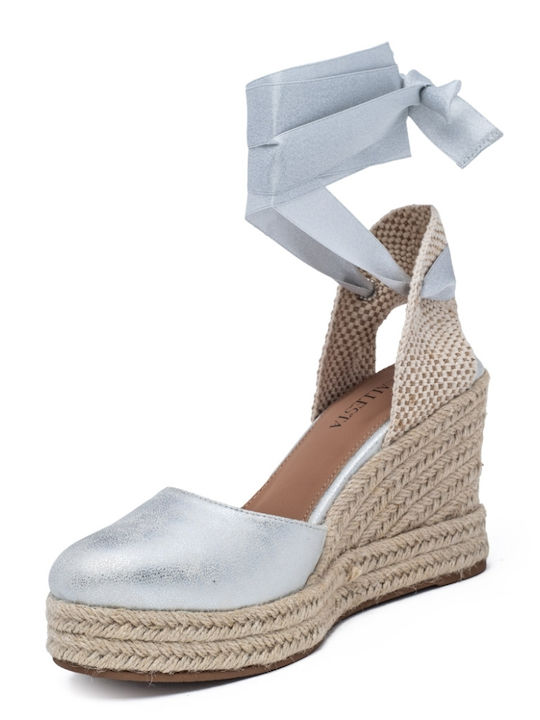 Damenplattformen im Espadrilles-Stil Silber