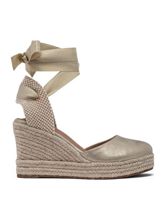 Damenplattformen im Espadrilles-Stil Goldene