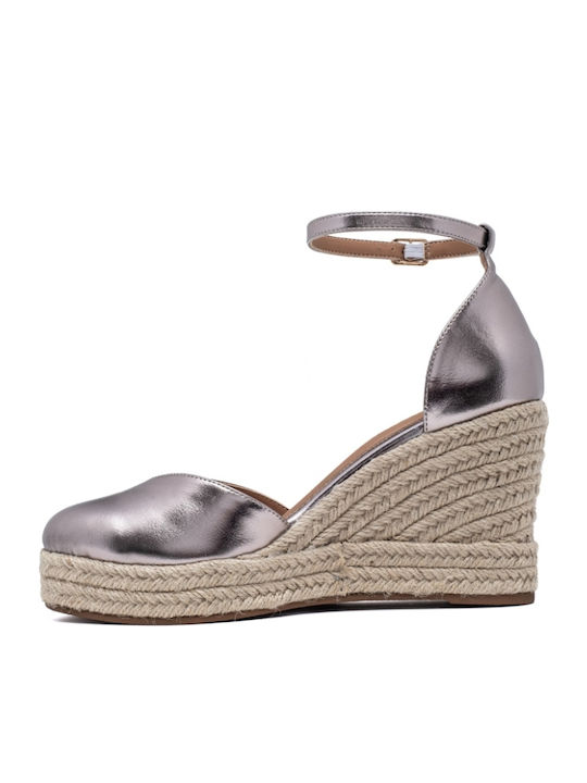 Damenplattformen im Espadrilles-Stil Silber