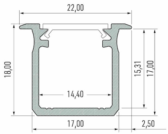 Silver Aluminum Profile Type G 1m + Milky Lens