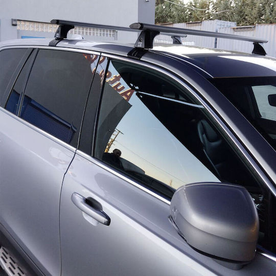 Bare de acoperiș aerodinamice din aluminiu Cruz Airo T-128cm Set picioare pentru Volvo Xc90 2015+ Fără balustradă Argintii 2 bucăți