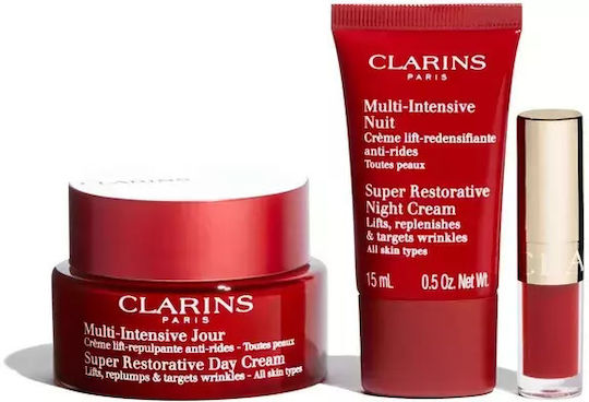 Clarins Super Restorative Hautpflegeset für Anti-Aging, Feuchtigkeitsspendend & Aufhellung 3Stück