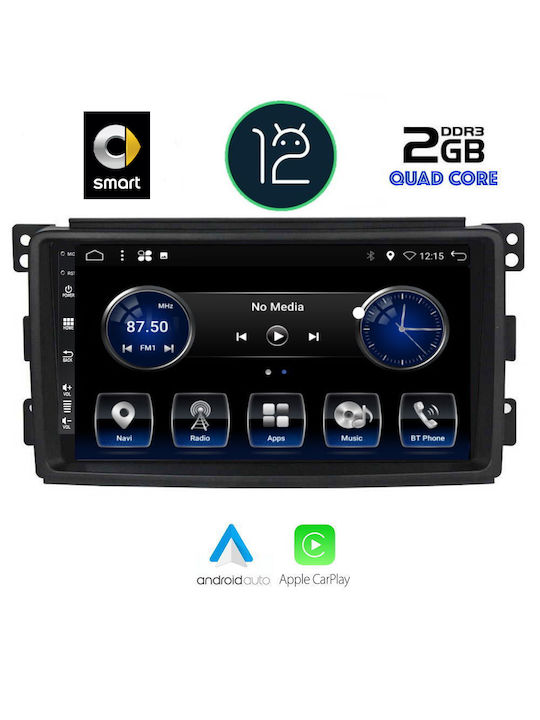 Auto-Audiosystem für Smart FürZwei 2007-2010 (Bluetooth/USB/AUX/WiFi/GPS/Apple-Carplay/Android-Auto) mit Touchscreen 9"