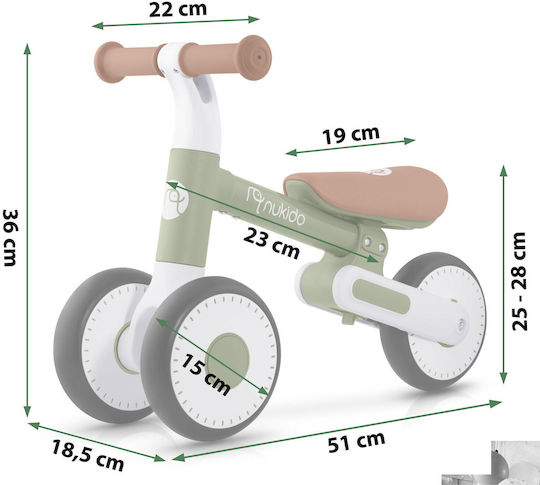 Nukido Bicicletă de Echilibru pentru Copii Verde