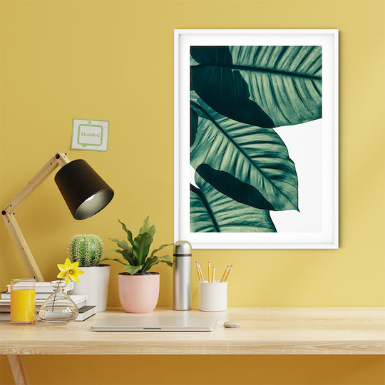 Poster Tropical Palm Leaf Pst25157 21cm X 30cm Λευκό Κάδρο Pvc
