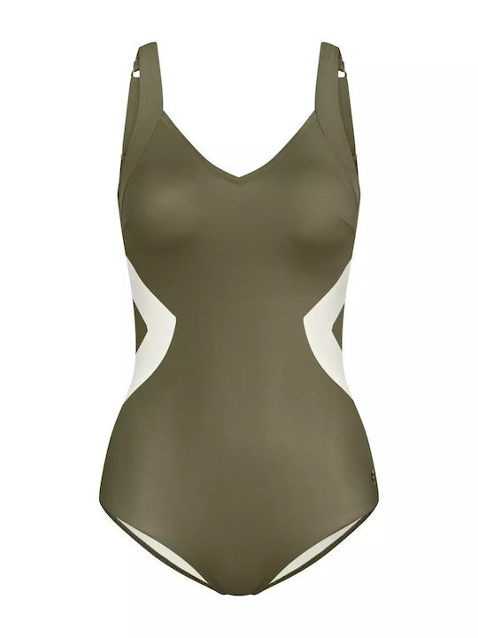 Summer Allure Op Swimsuit For Large Bust Khaki Light Green