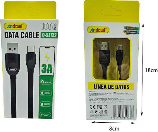 Andowl Q-sj122 USB 2.0 Cable USB-C male - USB-A 60W 1m