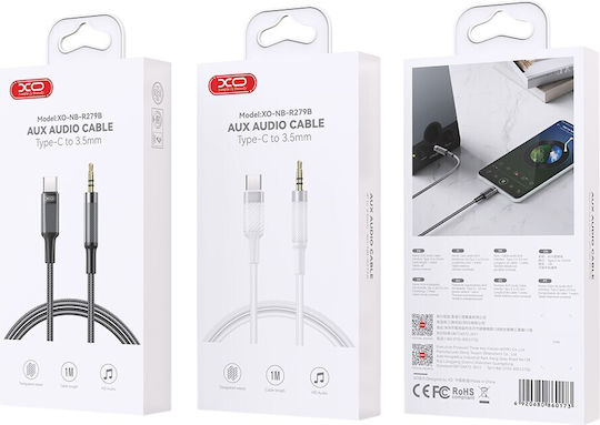 XO USB 2.0 Cable USB-C male - 3.5mm Λευκό 1m 16.005.0367