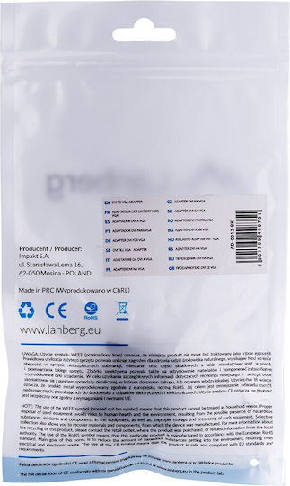 Lanberg Μετατροπέας DVI-I male σε VGA female 1τμχ AD-0012-BK
