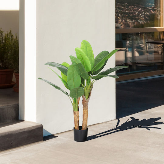 Homcom Artificial Banana Plant Height 120 cm Pot Included Indoor Green 830-941v00gn