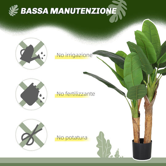 Homcom Artificial Banana Plant Height 120 cm Pot Included Indoor Green 830-941v00gn