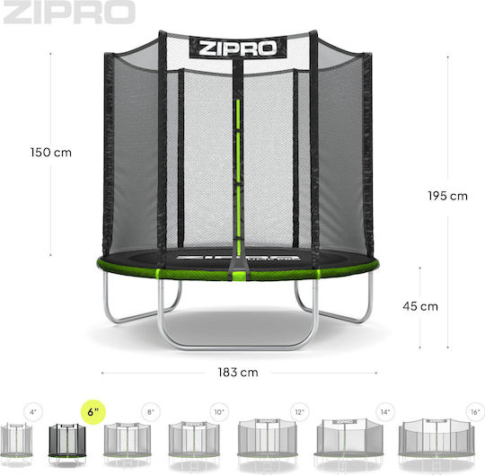 Zipro Jump Pro Outdoor Trampoline Diameter 183cm with Protective Net & Ladder