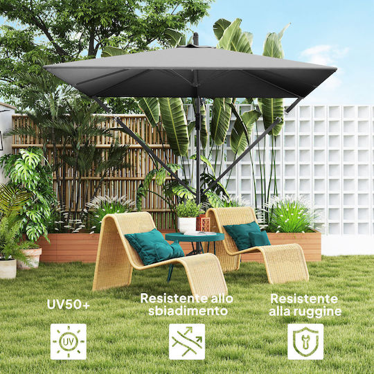 Hanging Squared Metal Grey Parasol 3x2.5m