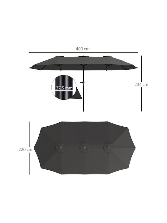 Umbrelă Rotundă Metalică Neagră Φ4xÎnălțime 2.34m