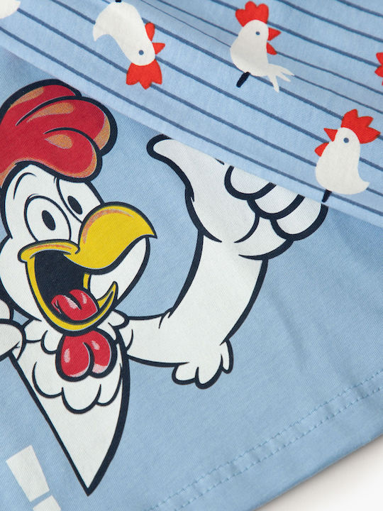 Minerva Παιδική Πιτζάμα Καλοκαιρινή Σιέλ Roosters