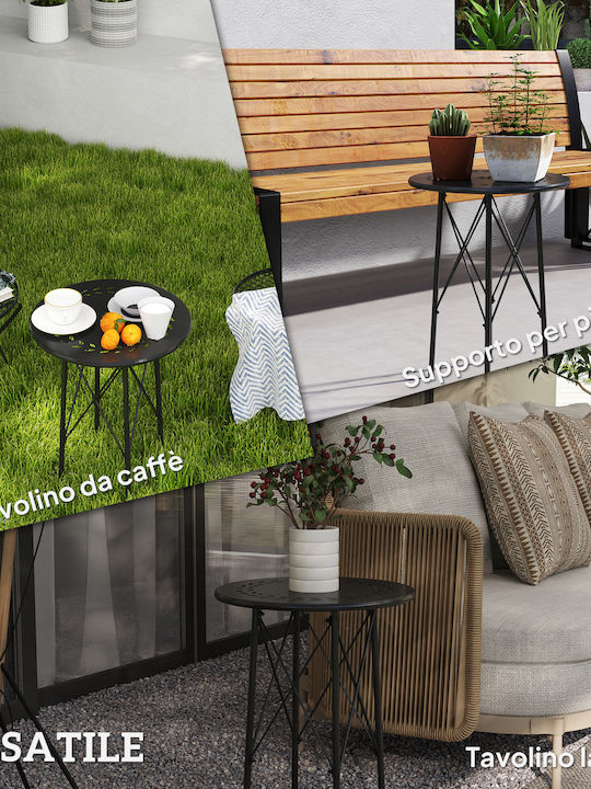 Sitting Room Outdoor Metal Table Black 40x40x50cm