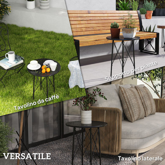 Sitting Room Outdoor Metal Table Black 40x40x50cm