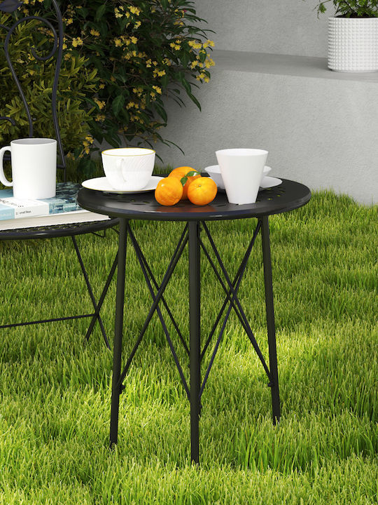 Sitting Room Outdoor Metal Table Black 40x40x50cm