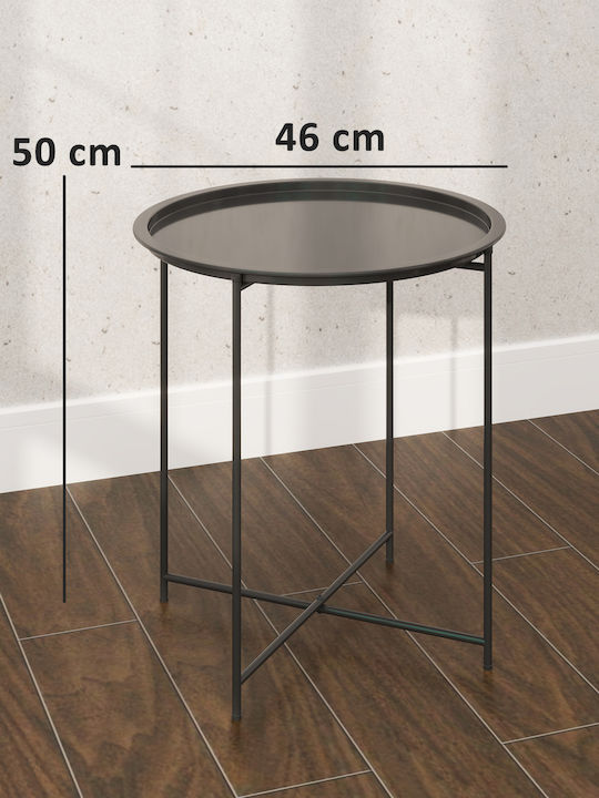 Метално Помощна маса за Малки Външни Пространства Сгъваема Черно 46x46x50бр