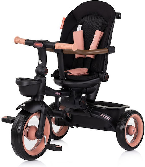 Chipolino Kids Tricycle Urban Foldable Convertible with Parental Handle and Sunshade for 12 Months Pink Marshmallow