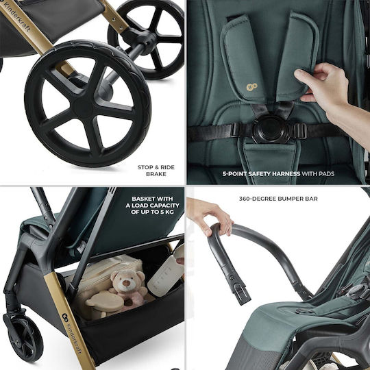 Kinderkraft Loom Cărucior pentru Bebeluși Potrivit pentru Nou-născut Verde jad 9kg
