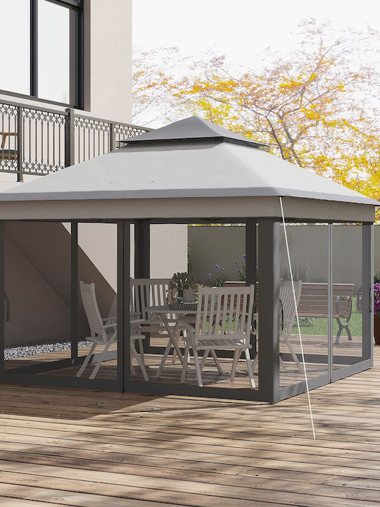 Outsunny Gazebo Grădină Gri x3.26m
