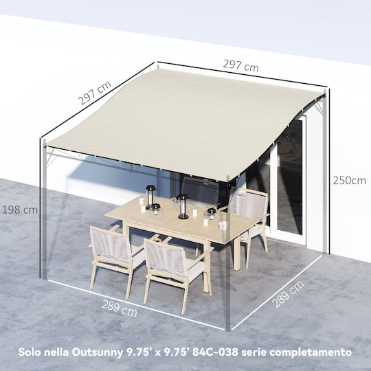 Outsunny Δίχτυ / Πανί Σκίασης Μπεζ με Επίστρωση PU 3x3m 220gr/m²