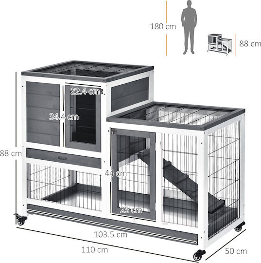 Pawhut Клетка за гризачи 110x50x88см