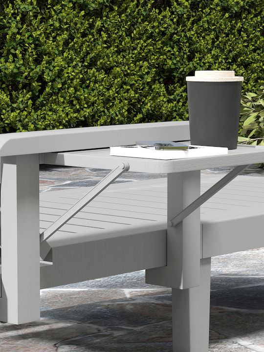 Liegestuhl Kunststoff Gray mit Tisch 79x158x88cm.