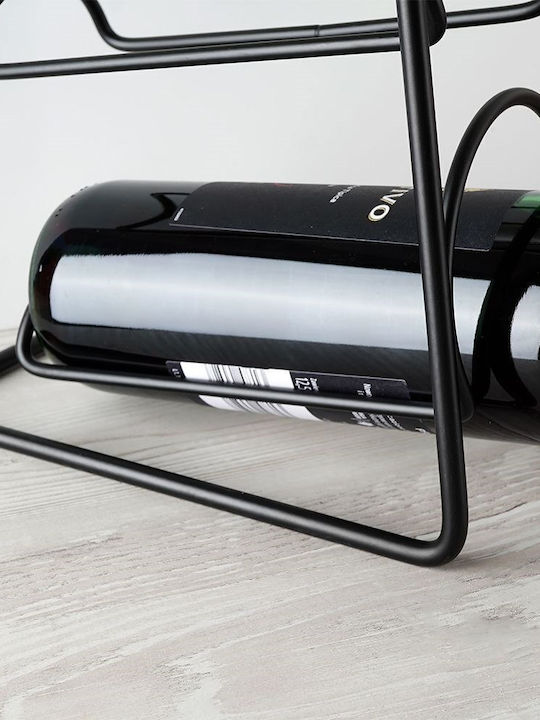 Vilde Free Standing Metallic Wine Rack Black 21x12x43cm