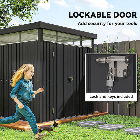 Metallisch Verzinkt Lagerhaus Gray Offen B2xT2.58xH2.01m