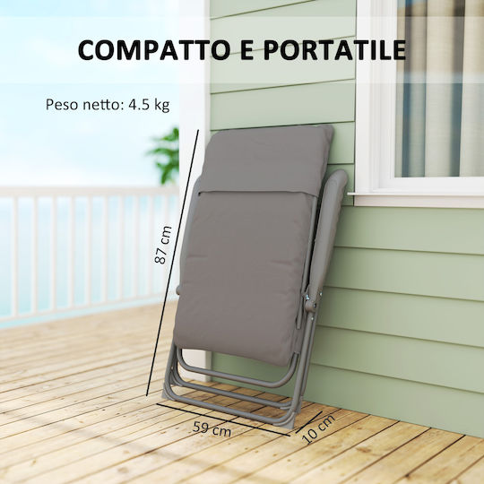 Outsunny Lounger-Armchair Beach with Recline 5 Slots Gray 66x58x105cm