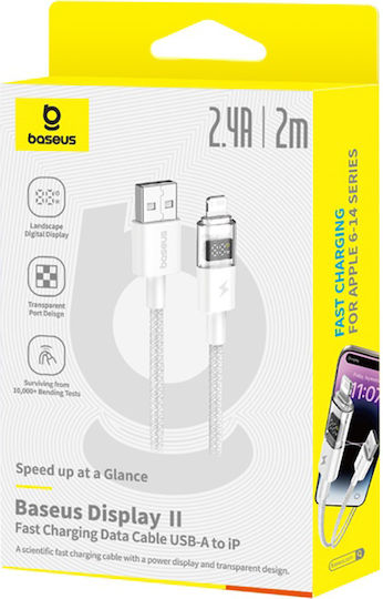 Baseus Data Braided USB-A la Cablu Lightning 12W Alb 2m (P10382700211-01)