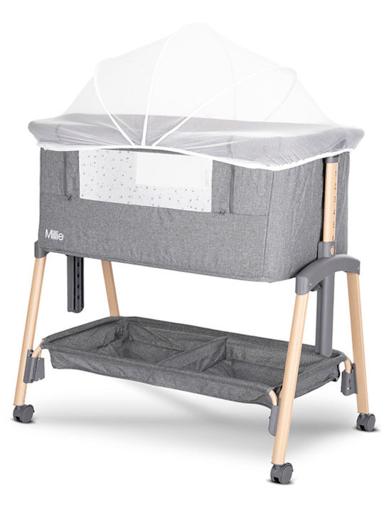 Lorelli Cradle with Mattress, Side Opening, and Wheels Gray