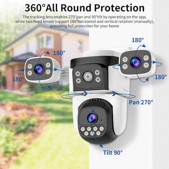 Vstarcam CS621SR IP Triple Κάμερα Παρακολούθησης Wi-Fi Full HD 1080p Αδιάβροχη με Αμφίδρομη Επικοινωνία και Φακό 4mm