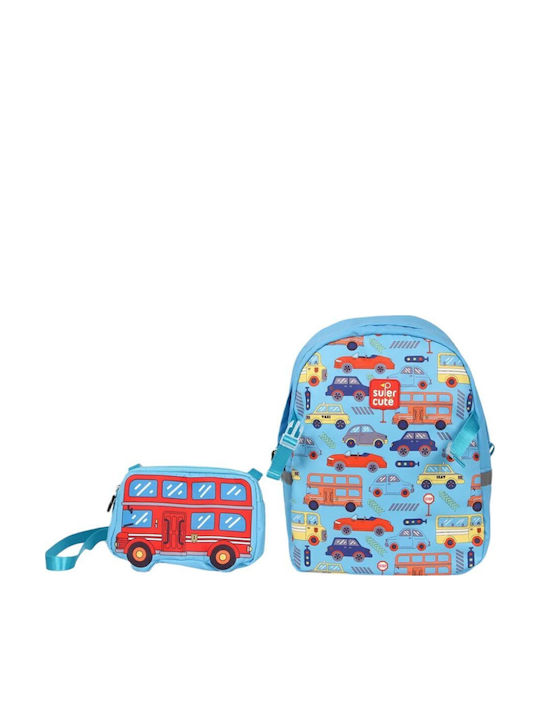 Super Cute Παιδική Τσάντα Πλάτης Γαλάζια 35x12x35εκ.