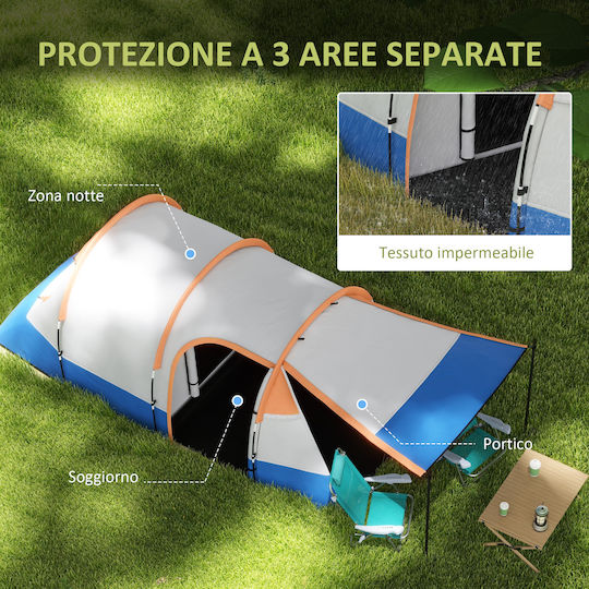 Outsunny Outsunny Camping Tent Tunnel Orange with Double Cloth 3 Seasons for 3 People 420x200x150cm