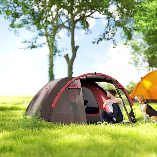 Outsunny Σκηνή Camping Τούνελ Ορειβασίας Γκρι 4 Εποχών για 4 Άτομα Αδιάβροχη 3000mm 360x250x130εκ.