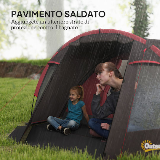 Outsunny Σκηνή Camping Τούνελ Ορειβασίας Γκρι 4 Εποχών για 4 Άτομα Αδιάβροχη 3000mm 360x250x130εκ.