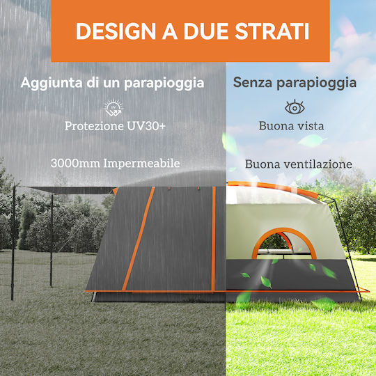 Outsunny Camping Tent Grey 4 Seasons For 4 People 430x305x195cm