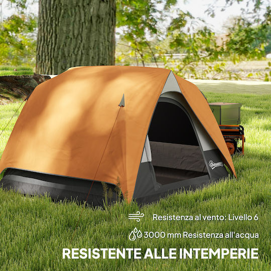 Outsunny Camping Tent Igloo Orange 4 Seasons For 3 People 200x200x135cm