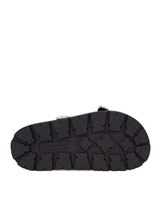 Leather Women's Flat Sandals Flatforms in Black Color