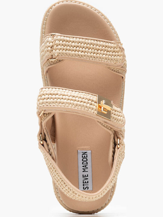Bigmona Γυναικεία Σανδάλια Flatforms Μπεζ