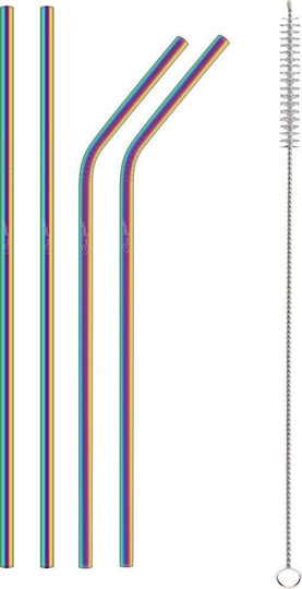 Lamart Straw Metallic Silver with Brush 4pcs