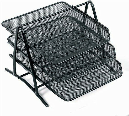 Groovy Metallic Filing Tray with 3 Shelves Black