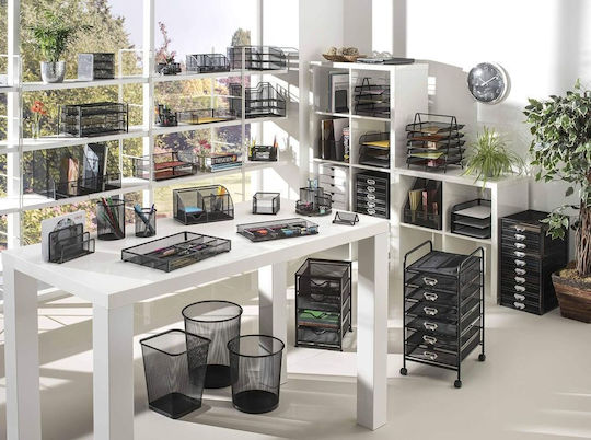 Osco Metallic Filing Tray with 3 Shelves Black 24.7x29x32cm