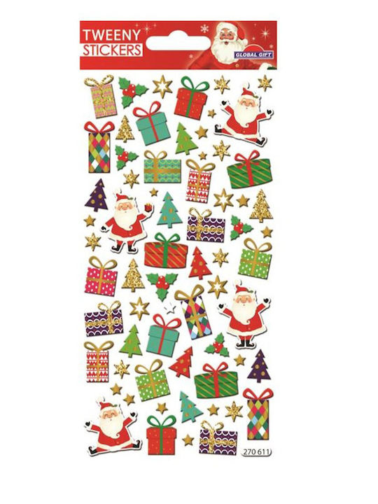 Global Gift Crăciun Autocolante cu Design Άγιου Βασίλη Tweeny Christmas Stickers 9x17.5cm.