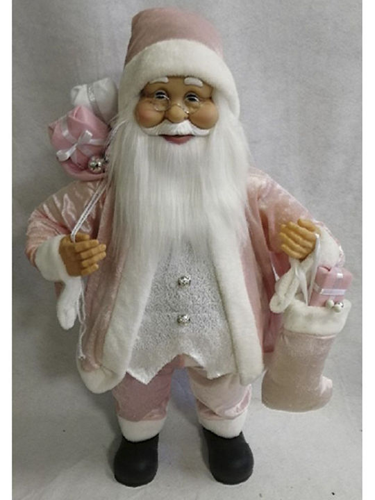 Dekorativer Weihnachtsmann Rosa aus Stoff 80cm