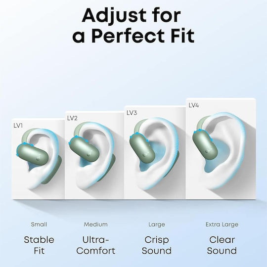 AeroFit 2 Open Ear Bluetooth Handsfree Earphones with Sweat Resistance and Charging Case Green