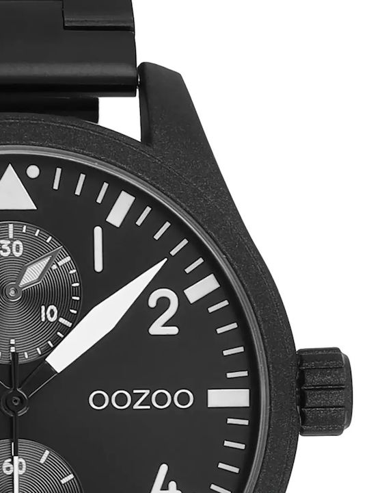 Oozoo Timepieces Herrenuhr 42mm Batterie mit Schwarz Metallarmband